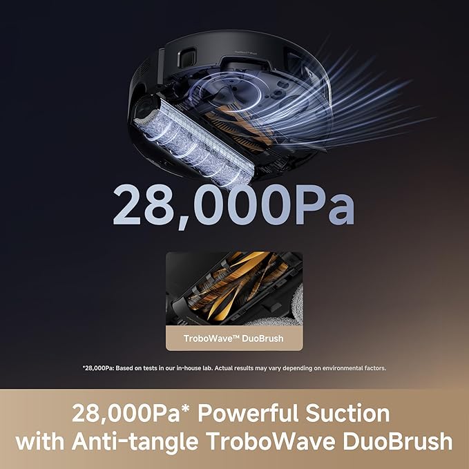 Mova Z60 Ultra Roller Complete Robot Vacuum and Mop, 28,000Pa Suction, 3.14in Obstacle Crossing, AutoShield for Carpet Protection, Zero Tangling Duobrush, Extendable Roller & Side Brush