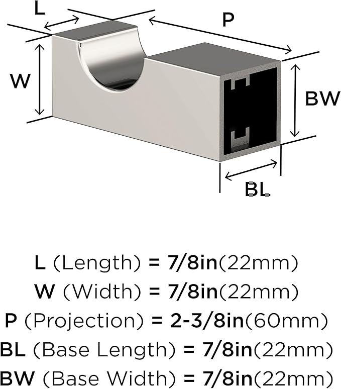 Amerock BH36080PN | Polished Nickel Single Robe Hook | 7/8 in. (22 mm) Length Towel Holder | Monument | Towel Hook for Bathroom | Bathroom Hardware | Bath Accessories