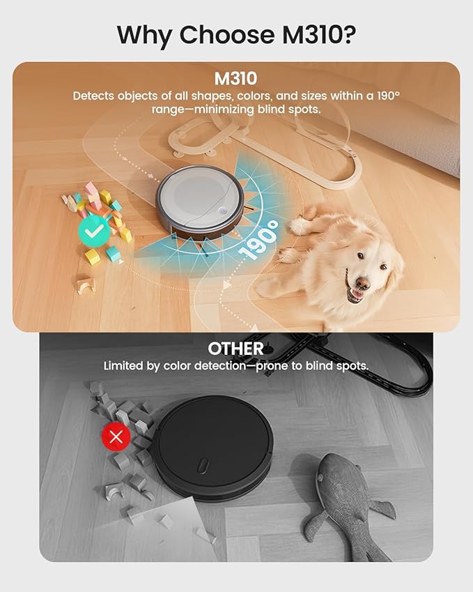 Lefant M310 Robot Vacuum Cleaner– 4500Pa Suction, Ultra-Slim & Quiet, PreciSense Obstacle Avoidance, WiFi/App/Voice Control, 160-Min Runtime, Self-Charging – Ideal for Pet Hair & Hard Floors (Gray)