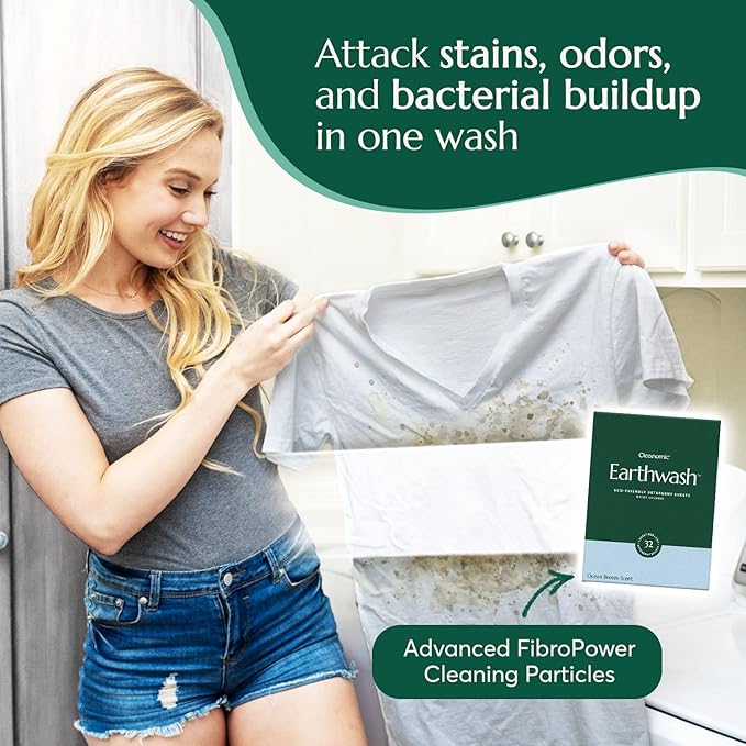 CLEANOMIC Laundry Detergent Sheets (Up To 192 Loads) 96 Ocean Breeze Sustainable Sanitizer Strips - Ideal for Travel & Home Liquidless Laundry by Cleanomic