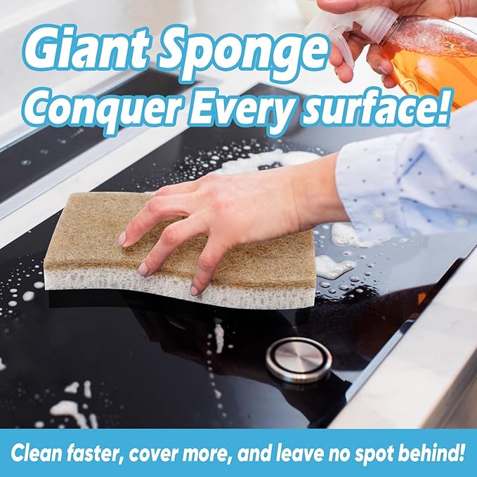 AIDEA XL Scrub Sponges Non-Scratch, 24Count, Large Natural Sponge for Non Stick Cookware, Sponges Kitchen, Cellulose Cleaning Sponge for Dishes, Kitchen, Bathroom, Household