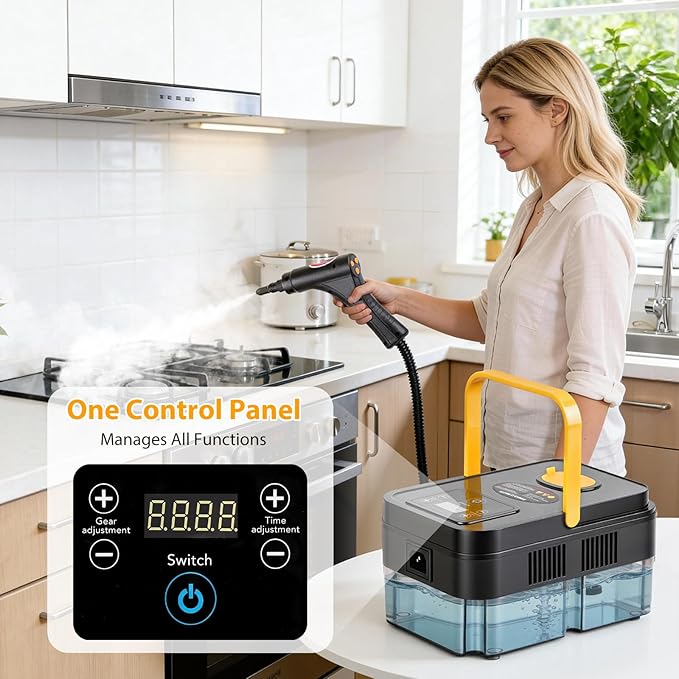 Steam Cleaner for Home with 15-Second Fast Heat-Up, Handheld Steamer for Cleaning Features 1.2L Tank, Steam Control & 16 Accessories to Remove Grease, Grout, Tile, Floor and Car Dirt