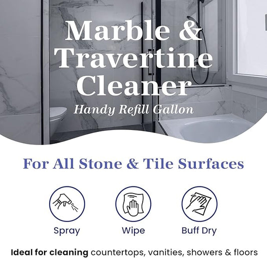 Marblelife InterCare Marble and Travertine Cleaner, Natural Stone & Terrazzo Liquid Cleaner, Shower & Tile Surface Care, Floor, Walls & Countertop Cleaner and Degreaser, Refill Gallon