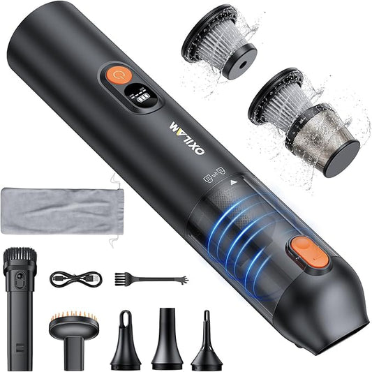 OXILAM Car Vacuum Portable - Handheld Vacuum Cordless 14000PA High Power, Blow & Suction 2 in 1, Up to 30 Mins Runtime, Cordless Vacuum Cleaner for Home, Car, Office, Gifts for Men & Women