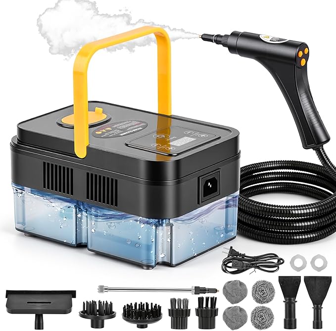 Steam Cleaner for Home with 15-Second Fast Heat-Up, Handheld Steamer for Cleaning Features 1.2L Tank, Steam Control & 16 Accessories to Remove Grease, Grout, Tile, Floor and Car Dirt