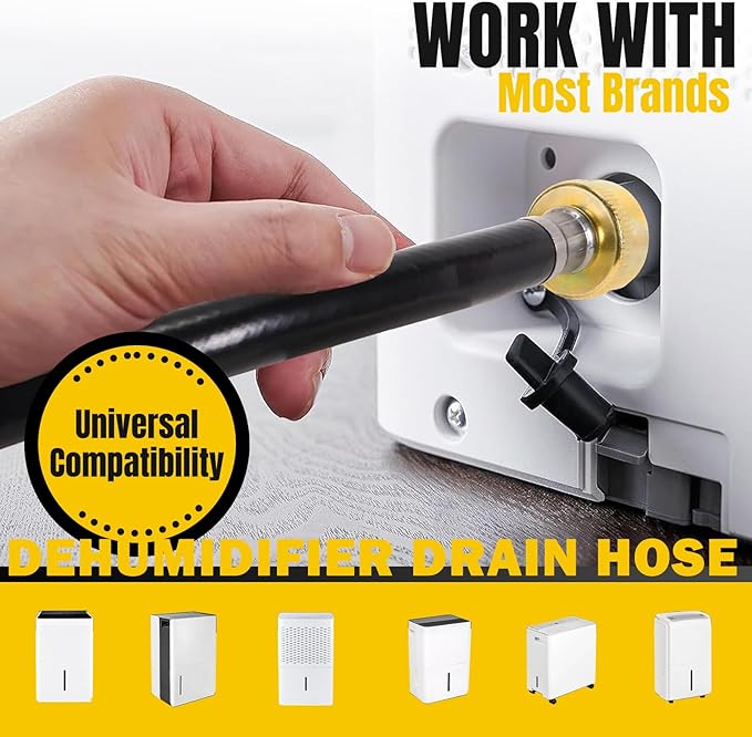 30FT Dehumidifier Drain Hose with 3/4 Inch FHT Leak-Proof and Rust-Resistant Connector Portable AC Tangle-Free Thickened Drain Hose Indoor Perfectly Fit Most Dehumidifier Models