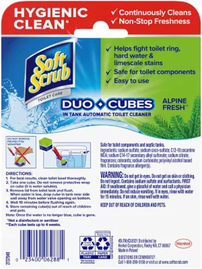 Soft Scrub in-Tank Toilet Cleaner 2ct Duo-Cubes, Alpine Fresh (Pack of 7)