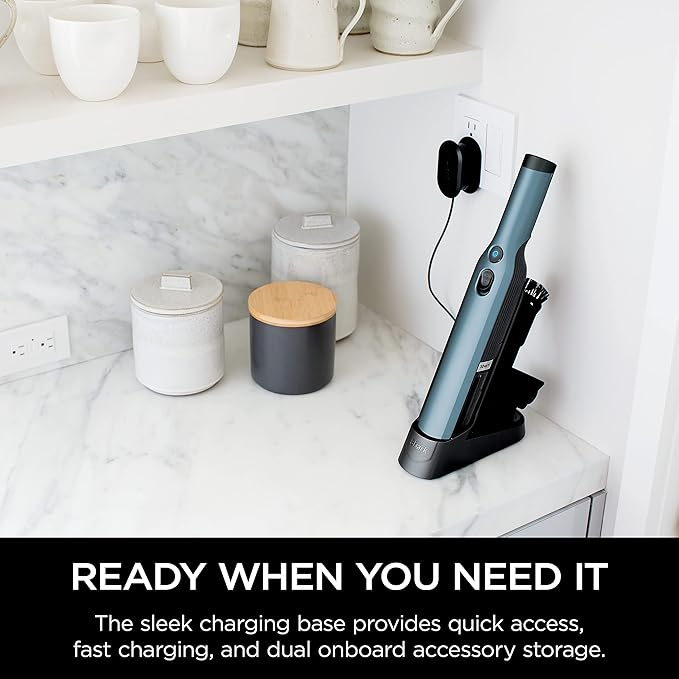 Shark WV201BLBRN WANDVAC Cordless Hand Vac, Lightweight and Portable at 1.4 lbs. with Powerful Suction, Charging Dock, One-Touch Empty for Car & Home, Cove Blue