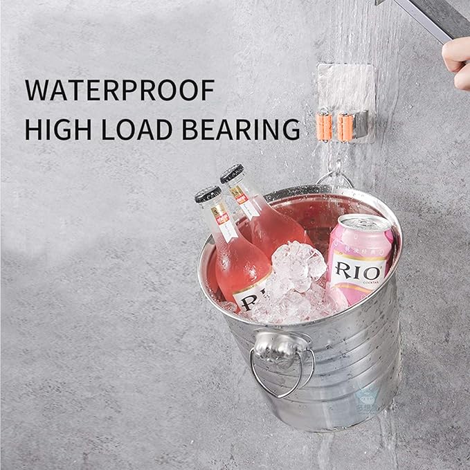 Broom and Mop Holder Wall Mounted, Stainless Steel Self-Adhesive Single Broom Hanger Hook,Organizer Rack for Kitchen Garage Closet Pantry Refrigerator,Rectangle - Orange (4 Pack)