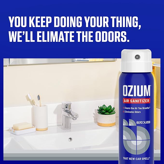 Ozium 3.5 Oz. Air Sanitizer & Odor Eliminator for Homes, Cars, Offices and More, New Car Scent, 4 Pack (OZM-22-4)