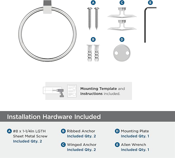 Amerock BH3608226 | Chrome Towel Bar | 6-1/2 in (165 mm) Length Towel Holder | Monument | Hand Towel Holder for Bathroom Wall | Small Kitchen Towel Holder | Bath Accessories
