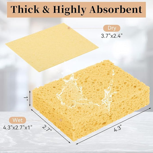 6 Pcs Kitchen Sponges for Dishes Cleaning, Non Scratch for Non Stick Cookware, Compressed Natural Cellulose Sponges, Dish Washing Scrubbers, Scrubbing Pads for Household, Bathroom (Multicolor)