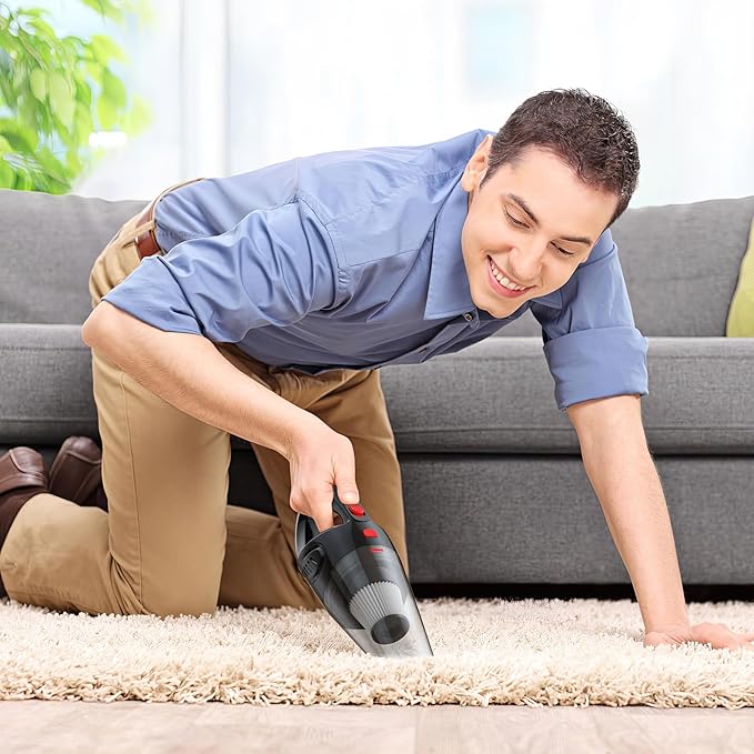 Rechargeable Powerful Handheld Vacuum Cleaner - Lightweight & Low Noise Cordless Vacuum Cleaner Hand Held, Quickly Clean Dust/Hair with Strong Suction