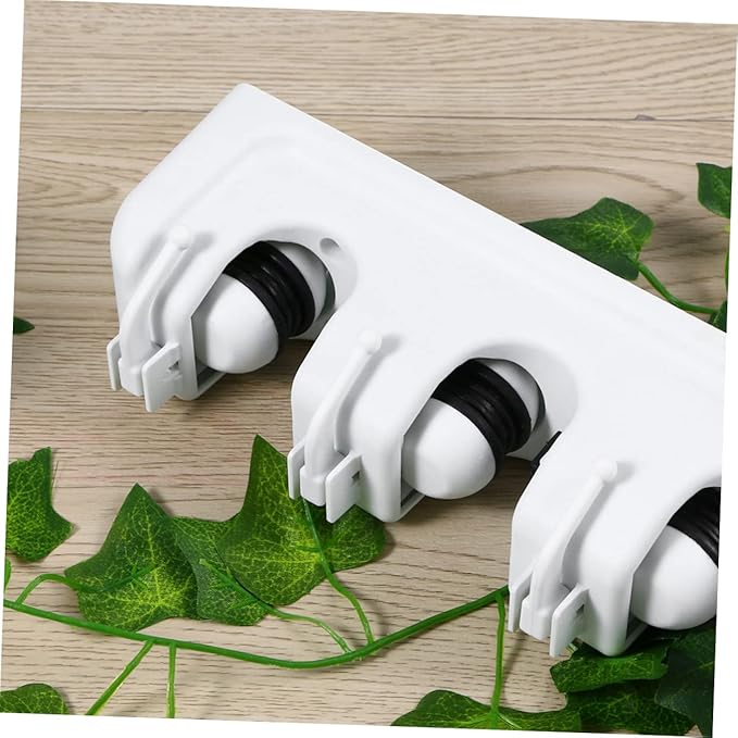 Cabilock Mop Broom Holder Wall Mounted Organizer Rack with Ball Slots Hooks for Efficient Storage of Brooms Mops Garden Tools and Umbrellas White for Garage Kitchen Closet