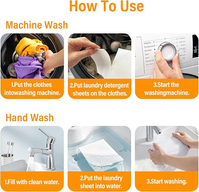 Laundry Detergent Sheets 200 Loads Citrus Scent Laundry Soap Sheets Compact Lightweight Liquidless Biodegradable Plastic Free Alternative to Liquid & Powder Detergent