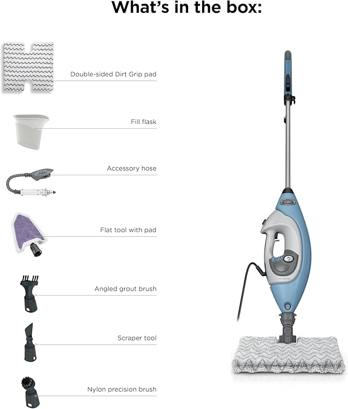 Shark Lift-Away 5-in-1 Steam Mop with Detachable Handheld Steam Cleaner, for Whole Home Cleaning including Sealed Hard Floors, Kitchens, Bathrooms, Upholstery, Cars, Grout & more, Blueberry, S3972BRN