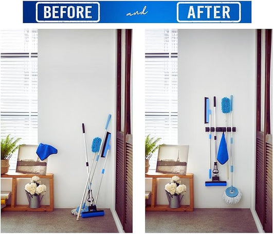 Displays By Jack wall mounted Broom and mop Holder, Black Utility Tool Organizer for Home, 1-Pack