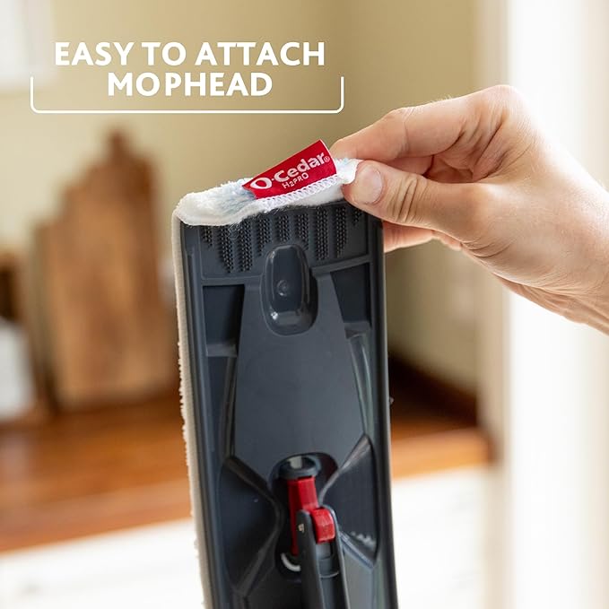 O-Cedar H2prO Flat Mop System | Quick Cleaning Tool | Clean with Clean Water | Machine Washable Reusable Microfiber Mop Pad | Safe on Wood Floors, Vinyl, Tile, Baseboards, Walls