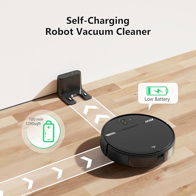 Robot Vacuum and Mop Combo, Vaccum Robot 2 in 1 with WiFi/App/Voice, Schedule, Water Tank and Dustbin, Self-Charging, Slim, Ideal for Hard Floor, Pet Hair, Carpet