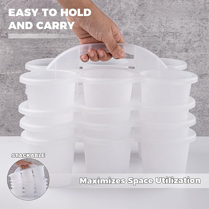 4 Pack Classroom Caddy For School,Kidsroom,Pencil Holder,Plastic Cup Caddy for Drink Delivery (Clear)