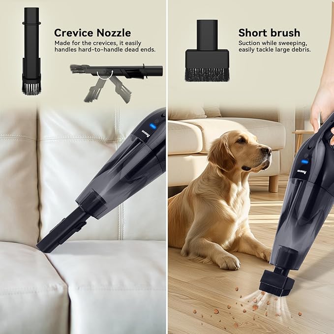 Portable Handheld Vacuum Cordless – 10,000Pa Suction Power, Lightweight 1.8 lbs, Washable HEPA Filter, LED Light, Quiet, 800ml Dustbin, Perfect for Home