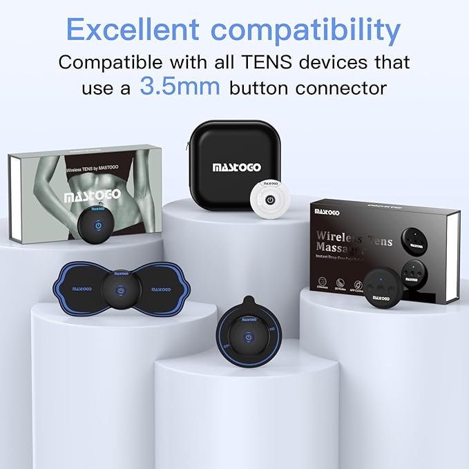 Wireless TENS Unit Electrode Pads Combo Set – 8-Pack Multi-Size Electrodes, Reusable & Latex-Free Replacement Pads for Wireless TENS Units, 3.5mm Snap Connectors (for Multi-Site Pain Relief)
