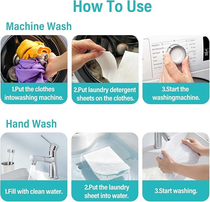 Laundry Detergent Sheets 200 Loads Unscented Laundry Soap Sheets Compact Lightweight Liquidless Biodegradable Plastic Free Alternative to Liquid & Powder Detergent