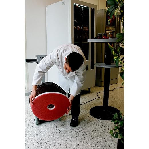 3M Buffer Floor Pad 5100, Red, 20", 5/Case, Removes Soil, Scratches, Scuff, and Black Shoe Heel