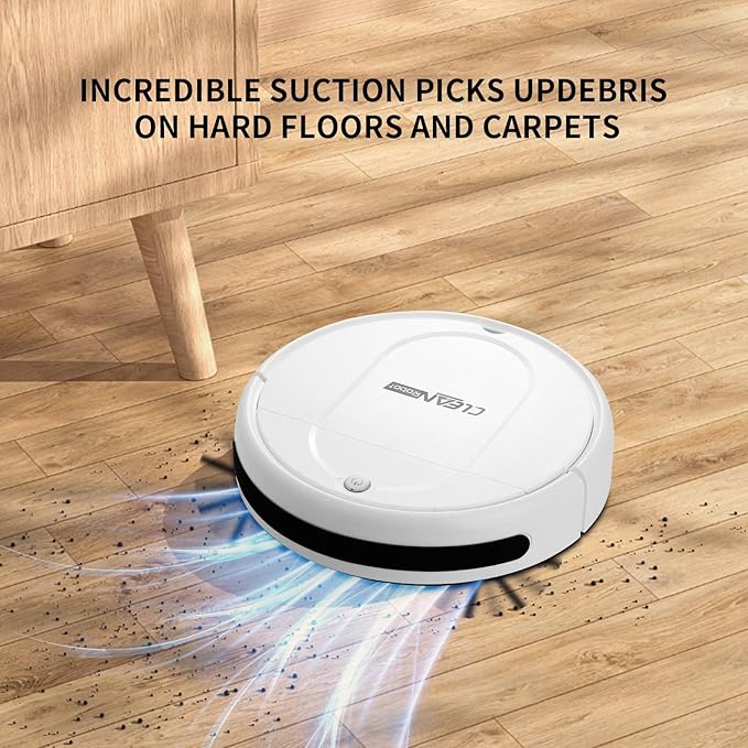 Robot Vacuum and Mop Combo, Robot Vacuum Cleaner,3-in-1 Robot Vacuum, Low Noise, Slim Design, Anti-Tangle, Advanced Obstacle Avoidance, Perfect for pet Hair, Carpets, and Hard Floors (White)