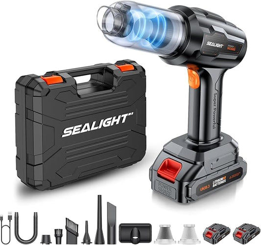 SEALIGHT Handheld Car Vacuum Wireless, Handheld Vacuum Cleaner with 21000pa High Power Suction, Two Batteries Long Endurance, 18V/120W Mini Vacuum Cleaner for Car, Home, Office