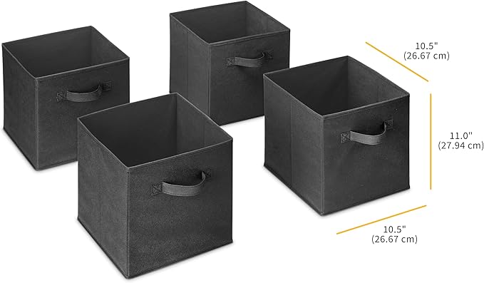 Whitmor Collapsible Cubes - 10.5 x 10.5 x 11 inches - Black - Set of 4
