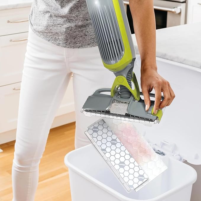 SHARK VM200 VACMOP Cordless Multi Surface Hard Floor Tile Wood Lightweight Floor Cleaner Vacuum Mop with (2) Disposable Pad, (1) Cleaning Solution Included, Light Gray/Green (Renewed)