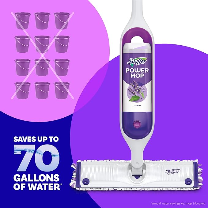Swiffer PowerMop Floor Cleaning Solution with Lavender Scent, 25.3 fl oz, 10 Pack