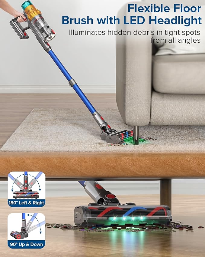 S8 Cordless Vacuum Cleaner, 600W 48Kpa Up to 65mins Stick Vacuum Rechargeable, Wireless Lightweight Handheld Vacuum Cleaners for Home Pet Hair Carpet Hardwood Floor Car