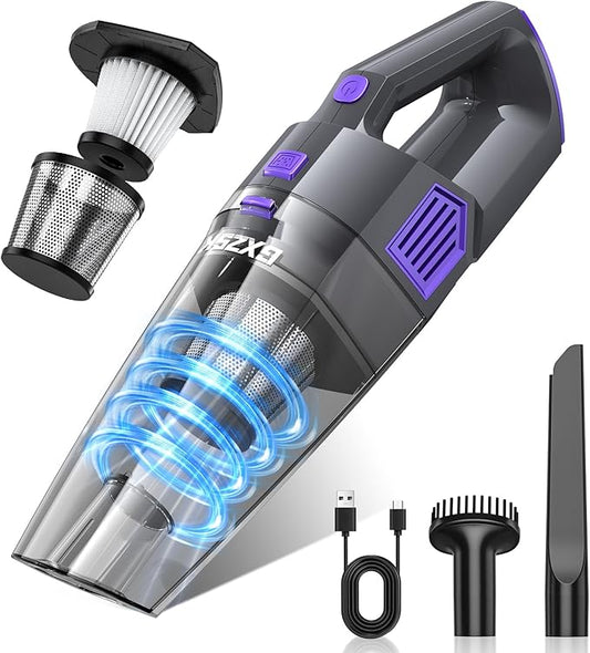 Handheld Vacuum Cordless, 15000PA Strong Suction Hand Held Car Vacuum Cleaner Rechargeable, Portable Hand Vacuum with Multi-Nozzles & Washable Filter for Home Office, Car, Pets