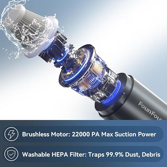 Handheld Vacuum Cordless, Portable Car Vacuum, High Power Cleaner for Pet Hair/Car/Home, Suction & Blow 2 in 1, 17-30 Min Run Time, Small Lightweight Gadget, Type-C Rechargeable