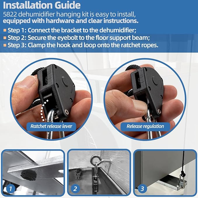 5822 Dehumidifier Hanging Kit for AprilAire Crawl Space, Basement, Whole-House Dehumidifier Models E070, E080, E100, E130, 1820, 1830, 1850, 1852, 1870, 1872 Dehumidifier Parts & Accessories