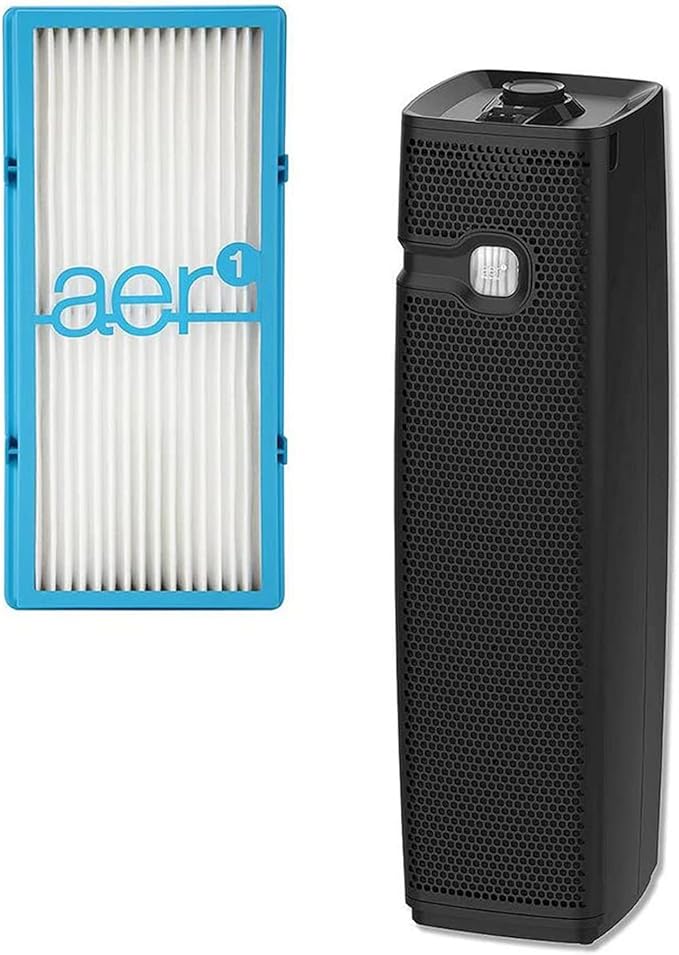 Holmes HAP9425B aer1 Tower Slim HEPA Air Purifier with Ionizer and Visipure Filter Window and Filter Life Indicator Dial for Small and Medium Rooms