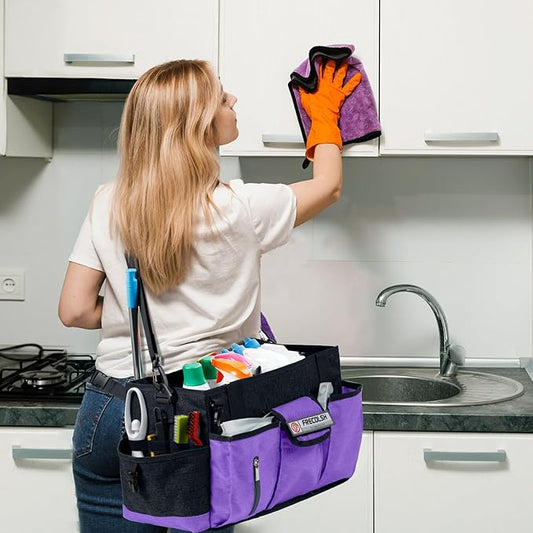 Cleaning Caddy for Cleaning Suppliers Organizer with Pockets for House Cleaning Essentials, Cleaning Organizer, Wearable Cleaing Bag Tote, Storage Caddy for Housekeeping