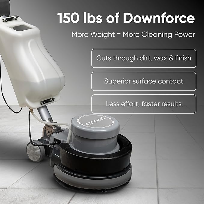 17" Heavy-Duty Weighted Floor Buffer Polisher Machine – 1500W, 154 RPM Commercial Scrubber with Removable Weights – Includes 3.5 Gal Tank, 2 Brushes & 3 Pads – Strip, Buff, Scrub & Polish Floors