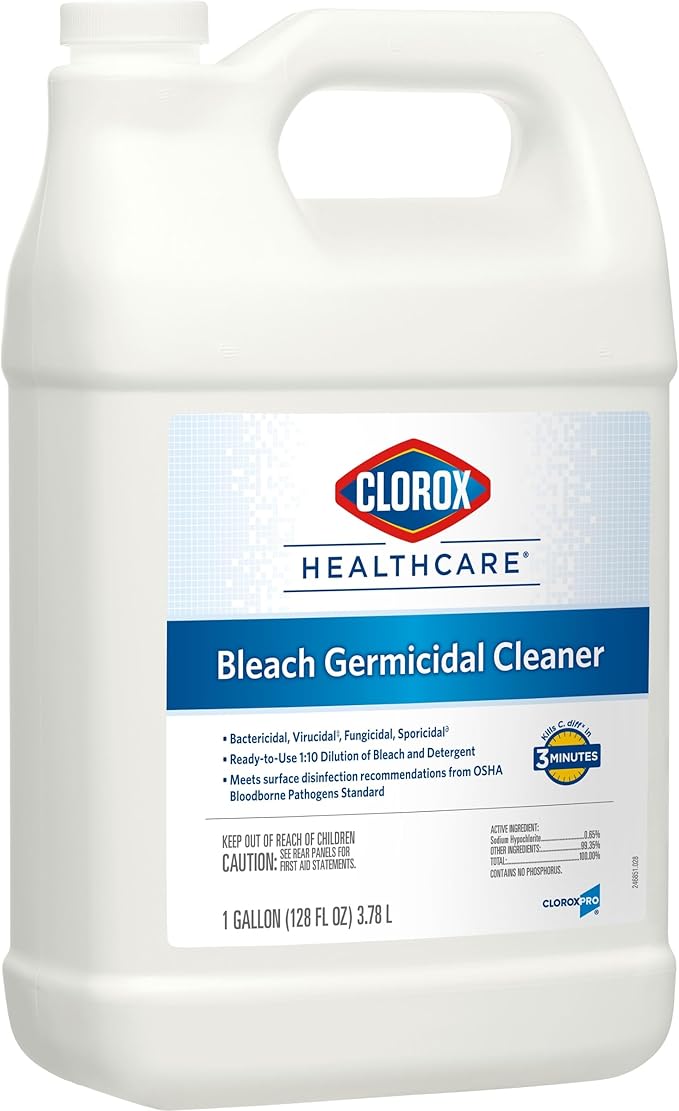 CLOROX CloroxPro Healthcare Bleach Germicidal Cleaner Refill, Healthcare Cleaning and Industrial Cleaning, 128 Ounces (Pack of 4) - 68978