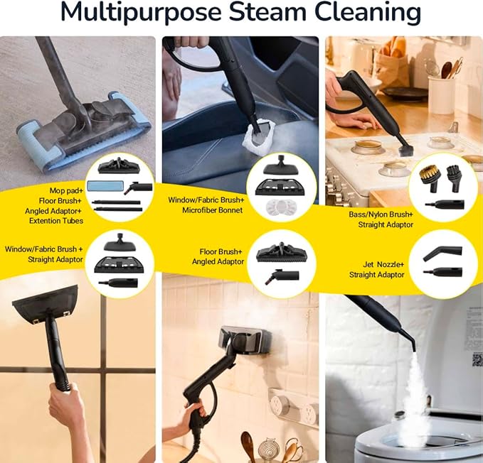 Steam Cleaner with 28-in-1 powerful, deep cleaning for home, floor, car, tiles, grout, oven,grove,range, wall and window in kitchen, living room,bathroom, high temperature steam cleaning