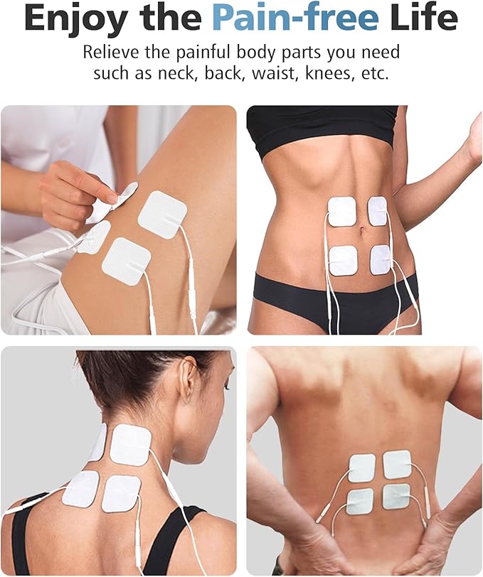 TENS Unit Replacement Pads 40PCS Value Pack, BHK-TENS Reusable Latex-Free Electrodes Pads Compatible with AUVON TENS, TENS 7000 Unit, Neocarbon TENS, Comfytemp TENS, Etekcity TENS, TENKER TENS(White)
