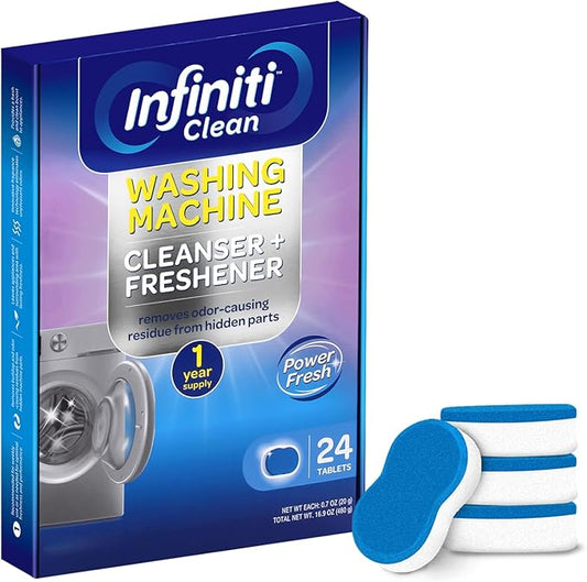 Washing Machine Cleaner Tablets 24 Pack - 16.9oz Washing Machine Cleaner Top Load, Septic Safe Washer Machine Cleaner Tablets, HE Washer Cleaner - 1 Year Supply