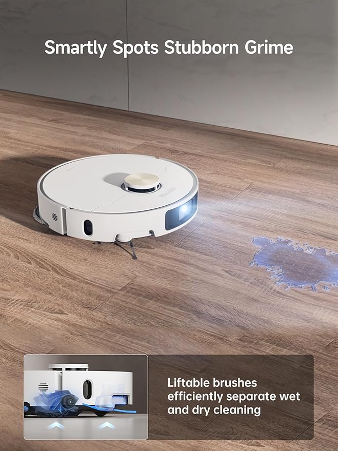 DREAME X40 Ultra Robotic Vacuum with Removable & Liftable Mop, 12,000Pa Suction, Side Brush Extensive Cleaning, 158°F Mop & Washboard Self Cleaning, Auto-Empty, Auto Refill, liftable Brushes White