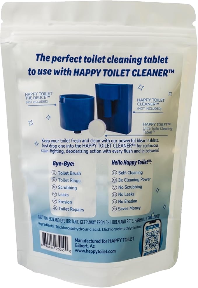Happy Toilet Cleaner Automatic Toilet Bowl Cleaner Tablets Ultra-Strength Bathroom Toilet Tank Cleaner Tablets for Tank - Toilet Bowl Cleaners Resealable 12-Pack Bag