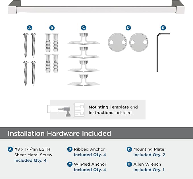 Amerock Monument Polished Nickel 18 inch (457mm) Towel Bar, BH36083PN