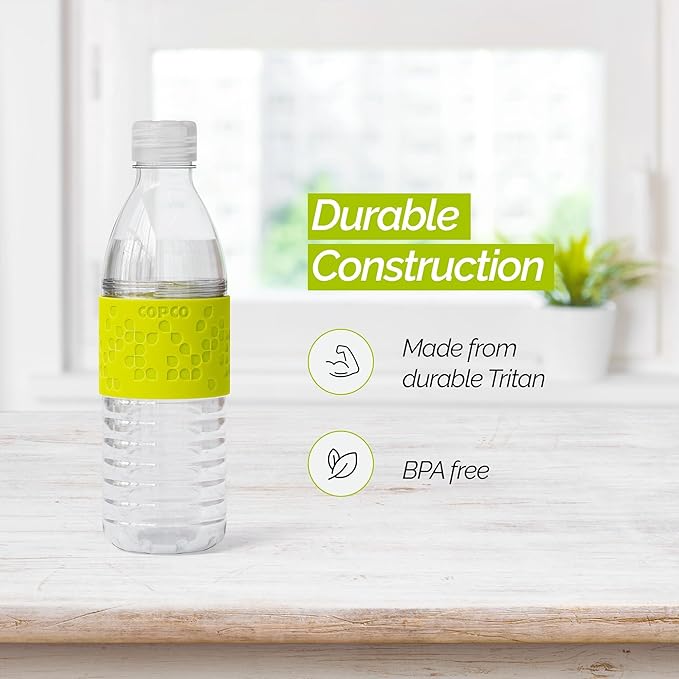 Copco Hydra Water Bottle with Spill-Resistant Lid, 16.9 oz - Reusable Tritan Non-Slip Sleeve, Twist-Open Body - BPA-Free, Leak-Proof, Durable & Portable for Gym, Office, School (Lime Green)