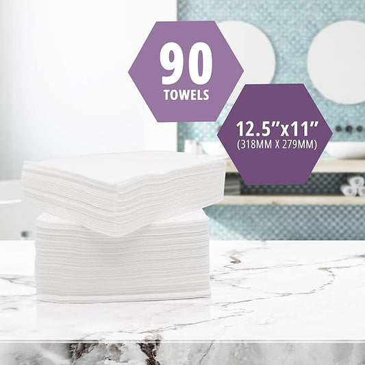 MED PRIDE Ultra Soft Disposable Medical Paper Towels, Dry Cloths for Your Body, Disposable Hospital Wash Cloths, Unscented, 12.5''X11'', 90 Pack