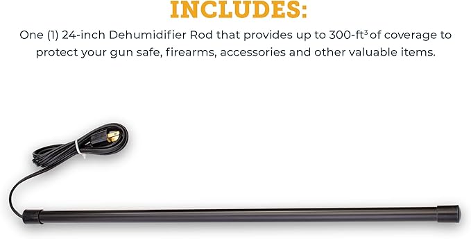 SnapSafe 12 Inches Gun Safe Dehumidifier Rod – Eliminates Condensation, Mildew, Humidity and Dampness, Maintenance-Free Coverage up to 100 cubic feet, Prevents Rush and Corrosion